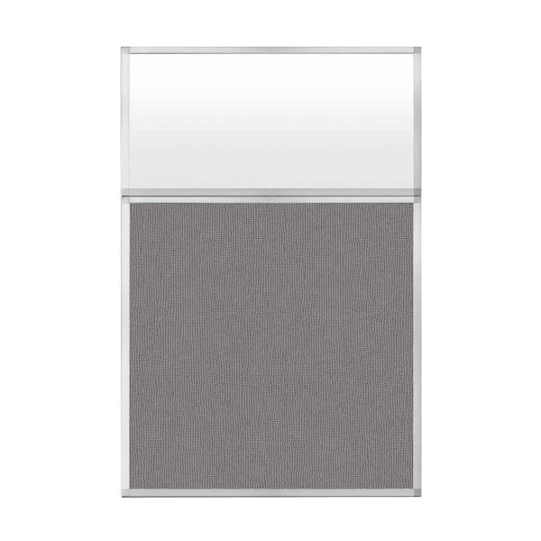 Hush Panel Configurable Cubicle Partition 4' x 6' W/ Window Slate Fabric Frosted Window